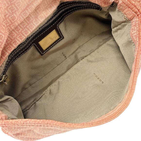 FENDI Vintage Zucchino Monogram Mamma Baguette Shoulder Bag Orange Pink [106017] - Picture 12 of 14